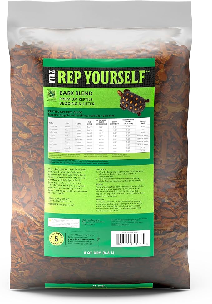 Zilla Bark Blend, Organic Fir Bark for Tropical and Forest Habitats, 8 Quarts Zilla