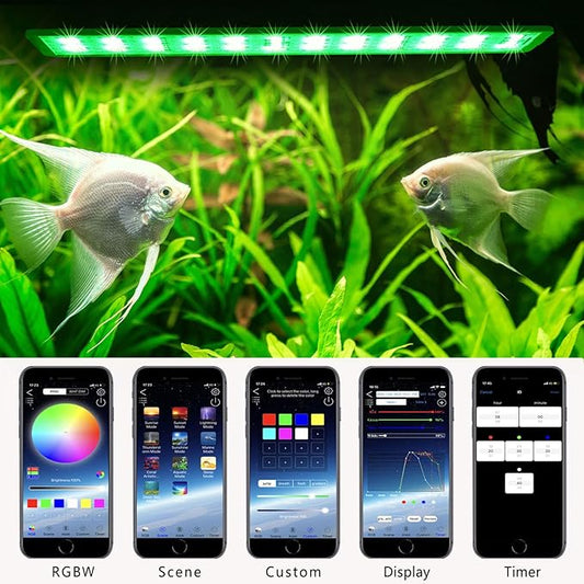 LED Aquarium Lights, Smart App Timing Fish Tank Light, RGBW Full Spectru Aquarium Lamp 23 Inches & 59cm (2024 App Pro Max Version) Jenklight