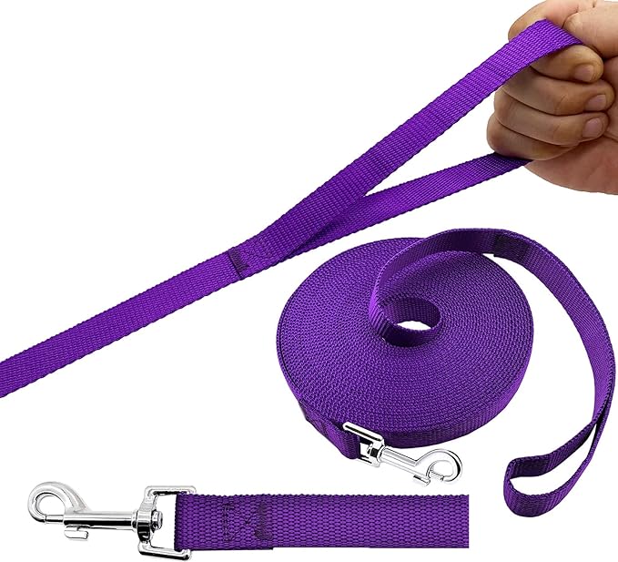 15ft 20ft 30ft 40ft 50ft Long Dog/Puppy Lead Obedience Recall Training Dog Leashes for Small Medium Dogs Camping, Training, Play, or Backyard (20 FT, Purple) PETGOGO