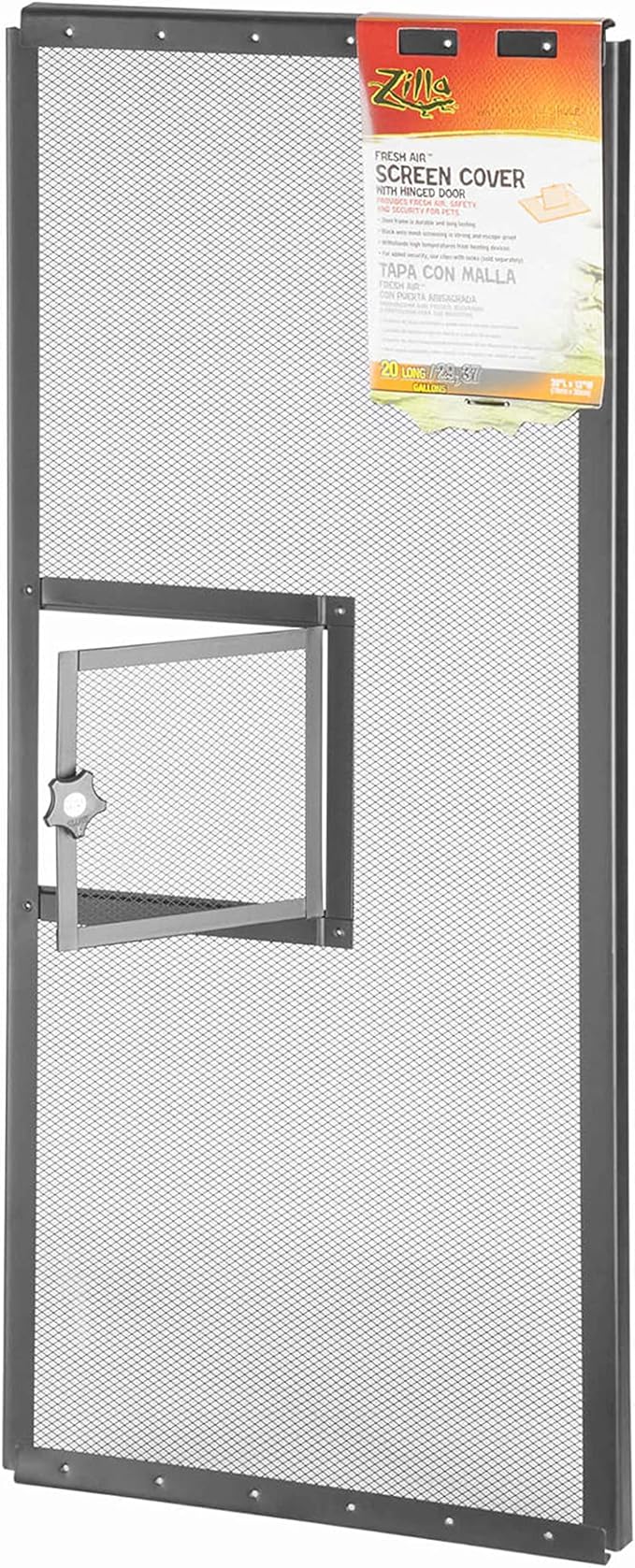 Zilla Pet Reptile Terrarium Fresh Air Screen Cover with Hinged Door 30" x 12" Zilla