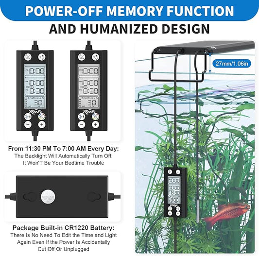 24/7 Auto On/Off Aquarium Light, Programmable Led Aquarium Light with Thermometer, Fish Tank Light with Full Spectrum+7 Single Color, WRBG DIY Color, for 48-54 Inch Planted Tank, 48W SEAOURA