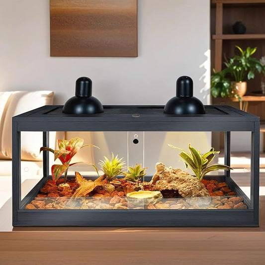 63 Gallon Terrarium, Reptile Habitat, Durable Quality, Suitable for All Types of Reptile, Hamsters, Snakes, 40“ Wide, Black PROLEE