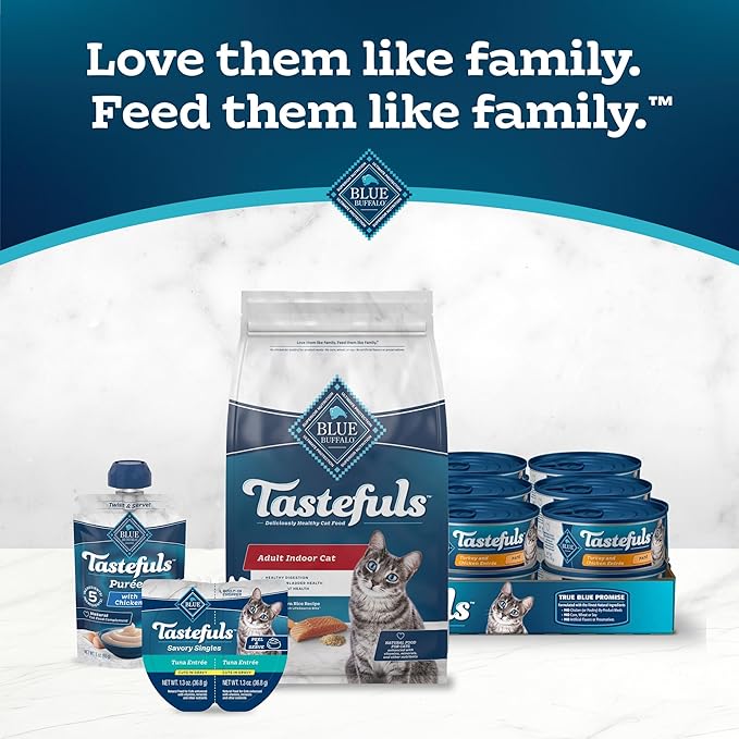 Blue Buffalo Tastefuls Natural Dry Food for Adult Indoor Cats, Salmon & Brown Rice Recipe, 15-lb. Bag - PAWPICO