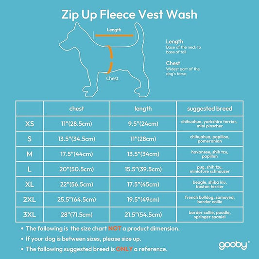 Gooby Zip Up Fleece Dog Sweater - Gray Wash, 2X-Large - Warm Pullover Fleece Step-in Dog Jacket Without Ring Leash - Winter Small Dog Sweater - Dog Clothes for Small Dogs Boy and Medium Dogs - PAWPICO