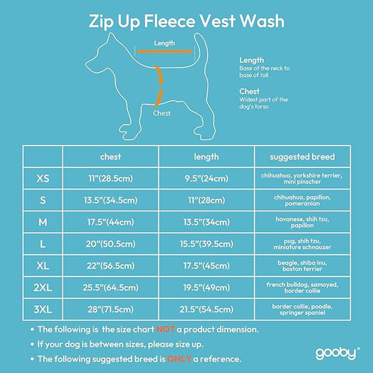 Gooby Zip Up Fleece Dog Sweater - Gray Wash, Large - Warm Pullover Fleece Step-in Dog Jacket with Dual D Ring Leash - Winter Small Dog Sweater - Dog Clothes for Small Dogs Boy and Medium Dogs - PAWPICO