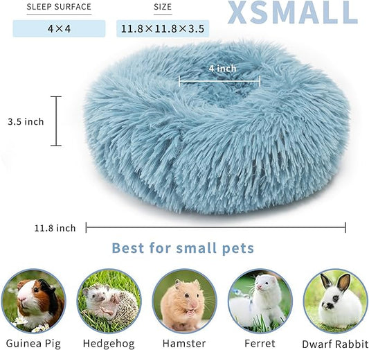 Chinchilla Bed Blue for Cage Fluffy Round Beds for Small Animals Washable Anti Slip - PAWPICO