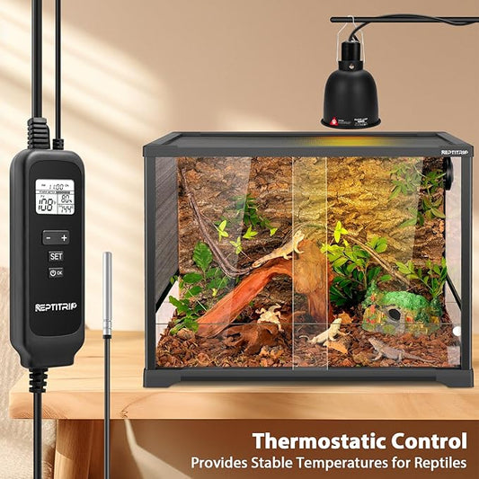 5.5-INCH Reptile Thermostat Light Fixture - Heat Lamp Temperature Controller (Max 100W) for Bearded Dragons, Snakes & Leopard Geckos, E26 REPTITRIP
