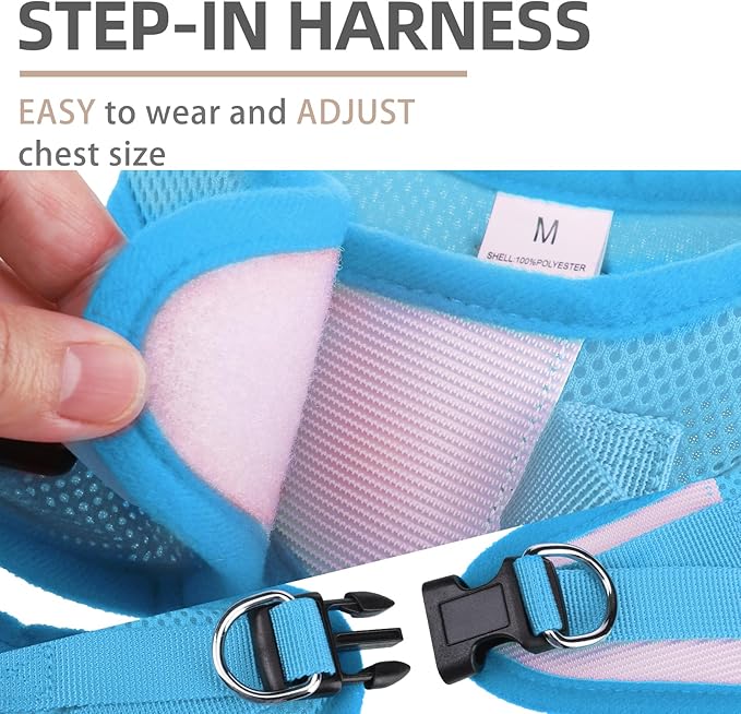 PUPTECK Adjustable Dog Harness Collar and Leash Set Step in No Pull Pet Harness for Small Medium Dogs Puppy and Cats Outdoor Walking Running, Soft Mesh Padded Reflective Vest Harnesses PUPTECK