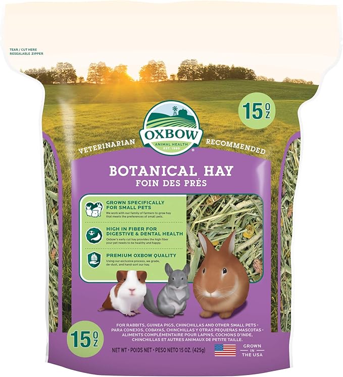 Oxbow Animal Health Oxbow Botanical Western Timothy Hay - All Natural Hay for Rabbits, Guinea Pigs, Chinchillas, Hamsters & Gerbils - 15 oz. OxbowAnimalHealth