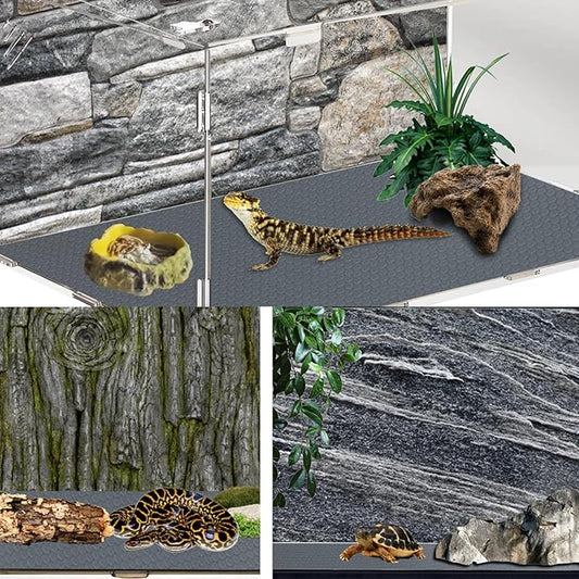 Reptile Substrate Carpet Terrarium Mat, 96" X 24" Bearded Dragon Tank Accessories, Reptile Bedding Substrate Liner, Reptile Tank Accessories for Bearded Dragon,Leopard Gecko,Lizard,Tortoise, Gray Hoplaep