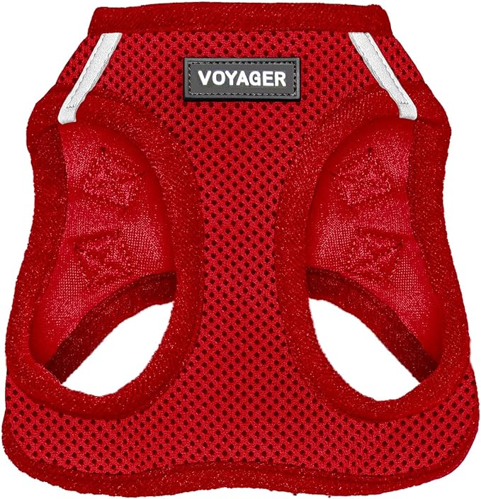 Voyager Step-In Air Dog Harness - All Weather Mesh, Reflective, No Pull Harness for Small, Medium Dogs, Cats - Secure with Hook & Loop Fastener, Buckle, Double D-Rings - Red, XXXS BestPetSuppliesLLC