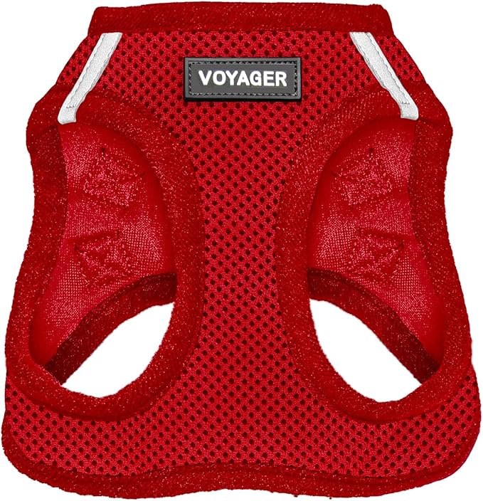 Voyager Step-in Air Dog Harness - All Weather Mesh, Reflective, No Pull Harness for Small, Medium Dogs, Cats - Secure with Hook & Loop Fastener, Buckle, Double D-Rings - Red, XS BestPetSuppliesLLC