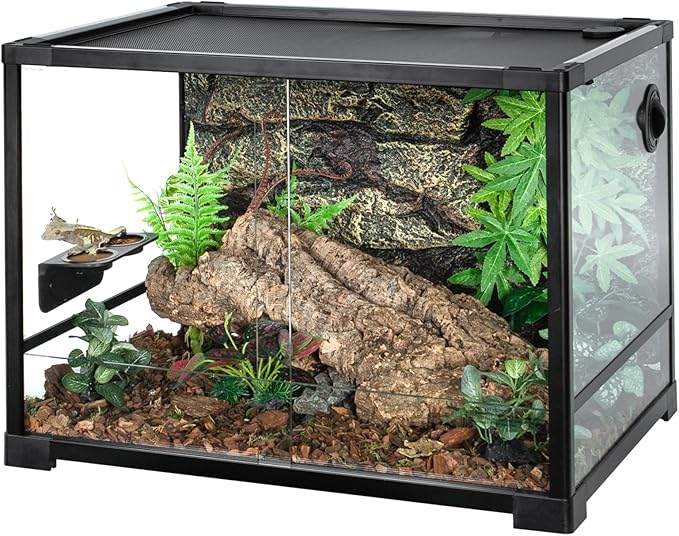 Magnetic Gecko Feeding Ledge, ABS Foldable Reptile Feeder Ledge with 6pcs Plastics Cups, 2 in 1 Reptile Food Water Dish, Terrarium Bowl for Chameleon Iguana, Strong Magnets, Easy to Clean CAVACHEWReptileSupplies