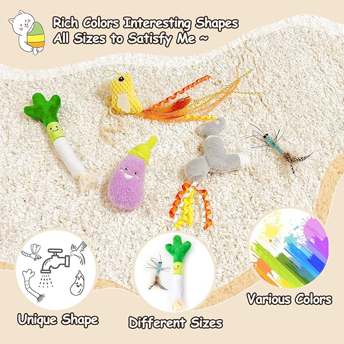 ORSDA Cat Toys, Cat Wand Toy for Indoor Cats, Interative Cat Toy to Chase & Exercise, Teaser Bird Toy for Cats with 5 Replacement Kitten Toys for All Breeds - PAWPICO