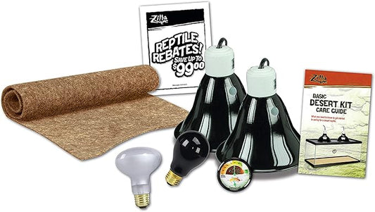 Zilla 10 Gallon Pet Reptile Starter Habitat Kit with Light and Heat for Small Desert Dwelling Animals Zilla