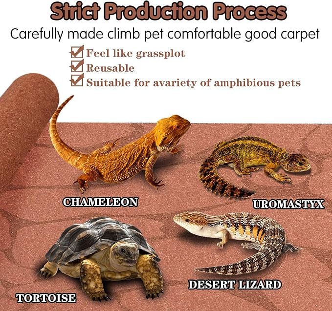 Reptile Carpet 40 Gallon Upgrade Package Pet Terrarium Liner Reptiles Cage Mat, Substrate for Snakes, Chameleons Geckos and Kitchen Use(2 Sheets) with Tweezers Feeding Tongs bestchoiceforyourreptiles
