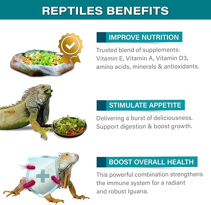 2oz Iguana Food Supplement, Flower Salad Mix Topper. Supercharge Juveniles & Adults Appetite, Health & Immune System. Complete Diet, Rich with Vitamins, Made in The USA. Enjoy! Gargeer