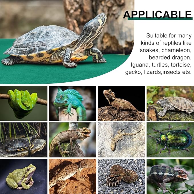 Haull 4 Pcs 24" x 47" Reptile Carpet Pet Terrarium Floor Liners Bedding Substrate Liner Supplies Reptile Cage Mat Tank Accessories for Lizard Bearded Dragon Tortoise Snake Leopard (Green) Kedauud