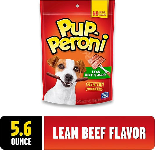 Pup-Peroni Dog Treats, Lean Beef Flavor, 5.6 Ounce (Pack of 8), Made with Real Beef, 90% Fat Free - PAWPICO