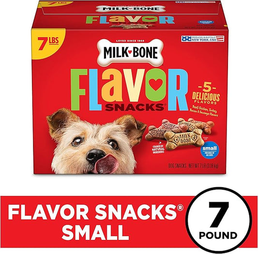 Milk-Bone Flavor Snacks Dog Treats, Small Biscuits, 7 Pound Crunchy Texture Helps Reduce Tartar (Pack of 2) - PAWPICO