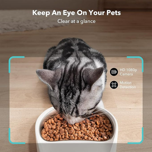 PETLIBRO Automatic Cat Feeder with Camera, 1080P HD Video with Night Vision, 5G WiFi Pet Feeder with 2-Way Audio, Low Food & Blockage Sensor, Motion & Sound Alerts for Cat & Dog Single Tray - PAWPICO