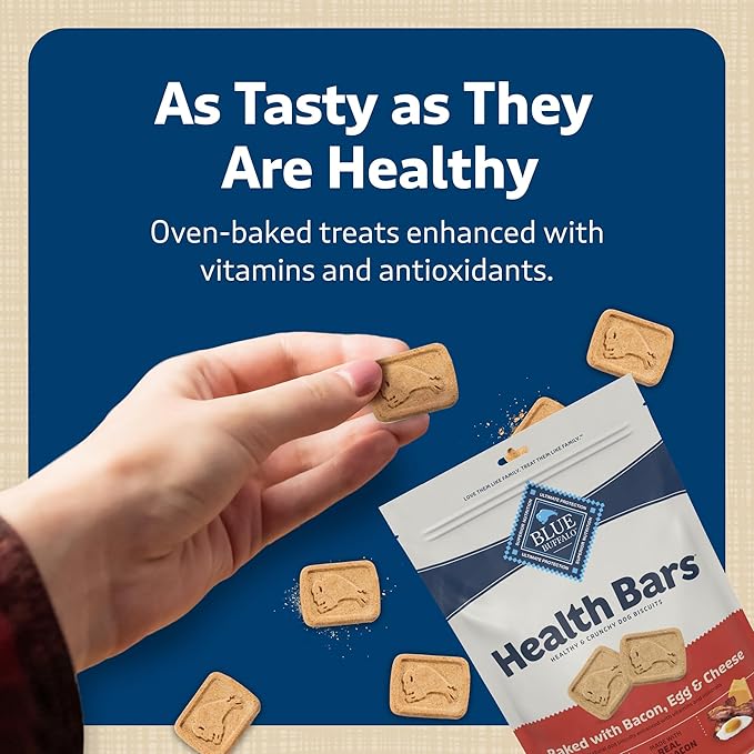 Blue Buffalo Health Bars Crunchy Dog Biscuits, Oven-Baked With Natural Ingredients, Bacon, Egg & Cheese , 16-oz. Bag - PAWPICO