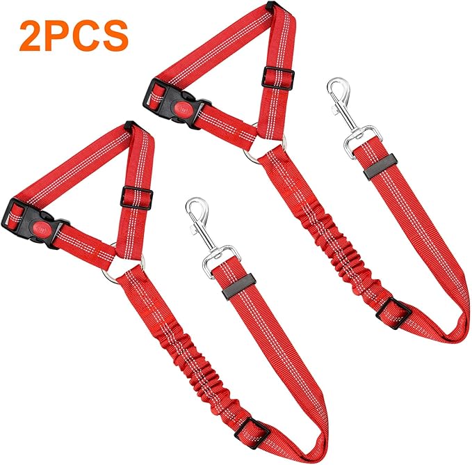 BWOGUE 2 Packs Dog Cat Safety Seat Belt Strap Car Headrest Restraint Adjustable Nylon Fabric Dog Restraints Vehicle Seatbelts Harness BWOGUEPetHome