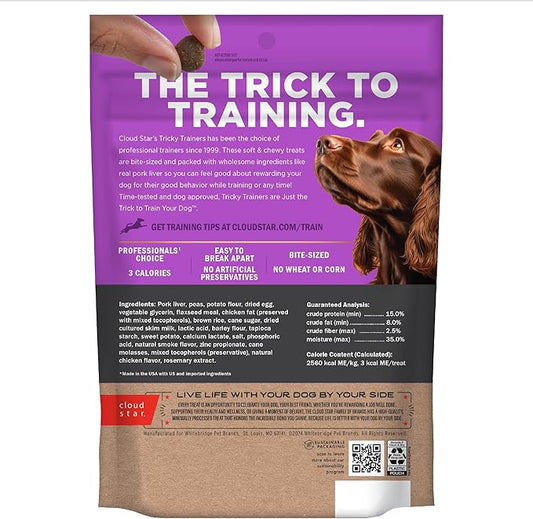 Cloud Star Tricky Trainers Soft & Chewy Dog Training Treats 14 oz Pouch, Liver Flavor, Low Calorie Behavior Aid with 360 treats - PAWPICO