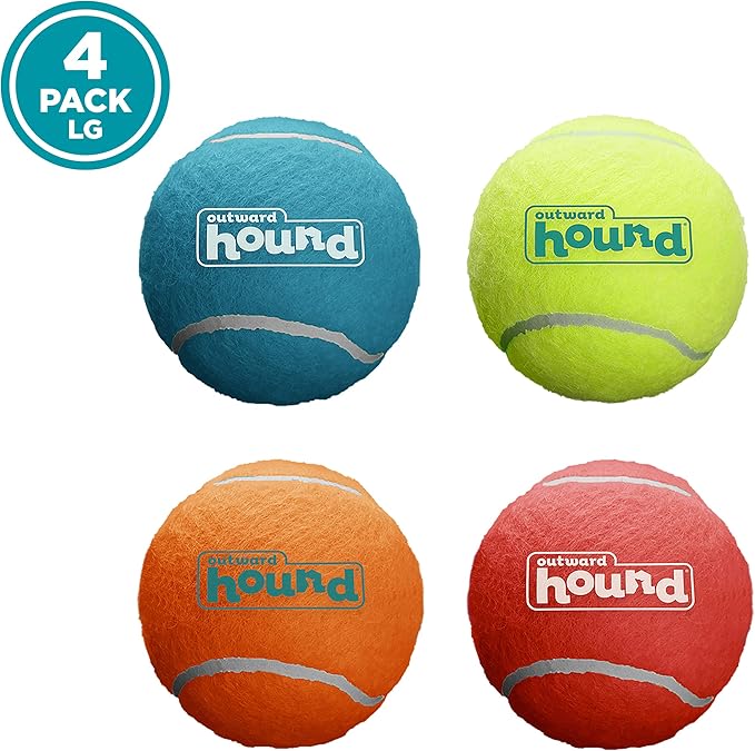 Outward Hound Squeaker Ballz Fetch Dog Toy, Large, 4-Pack for All Breed Sizes - PAWPICO