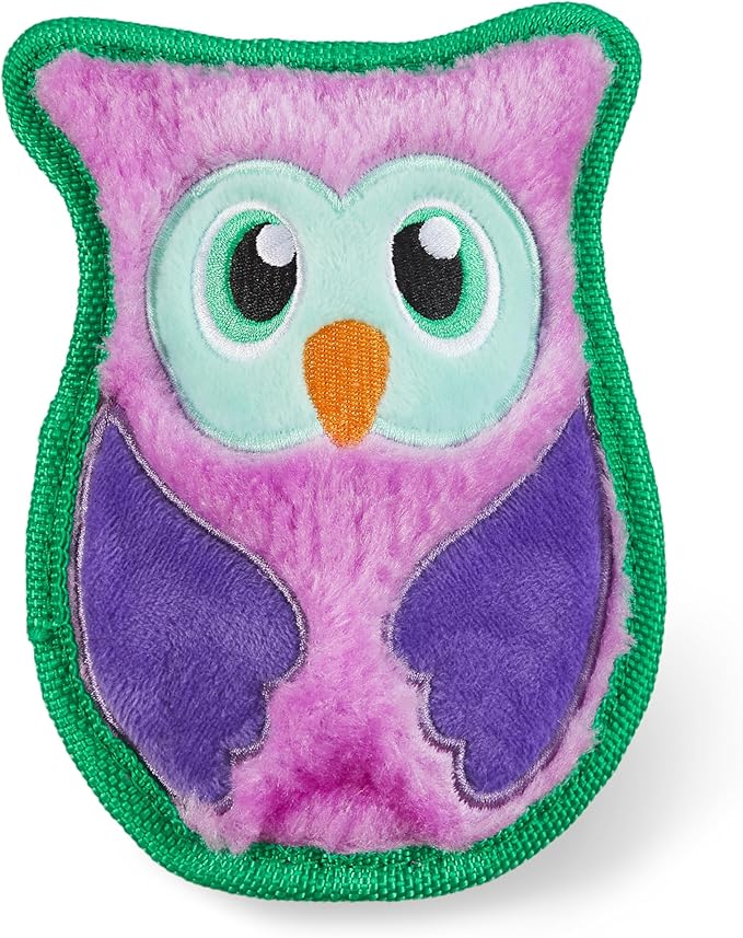 Outward Hound Durablez Tough Plush Squeaky Dog Toy, Owl, Purple, XS - PAWPICO