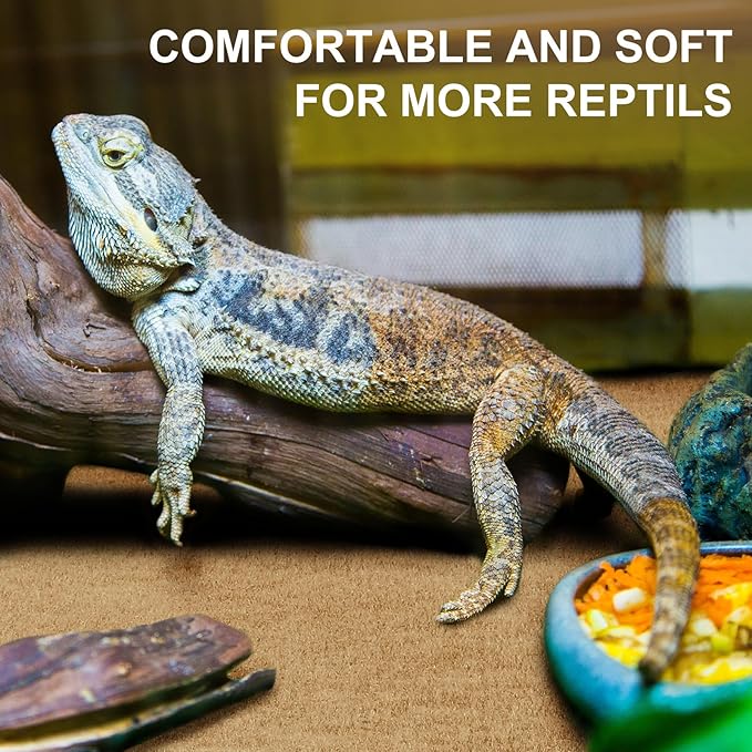 Haull 4 Pcs Reptile Carpet Pet Terrarium Floor Liners Bedding Substrate Liner Supplies Reptile Cage Mat Tank Accessories for Lizard Bearded Dragon Tortoise Snake Leopard (47 x 24 Inch, Coffee) Kedauud