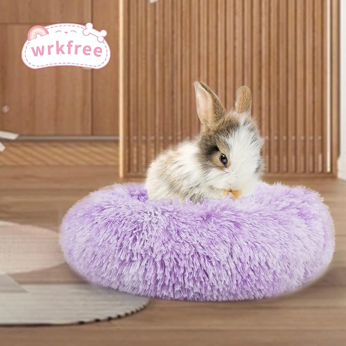 Bunny Bed Rabbit Hideout Large Soft & Comfortable Small Animal Bedding Cozy Bed Mat Warm Hideaway Cage Accessories for Guinea Pig White and Purple - PAWPICO