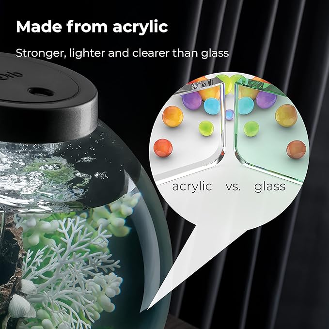 biOrb Classic 60 Acrylic 16-Gallon Aquarium with Multi-Color Remote-Controlled LED Lights Modern Tank for Tabletop Display, Black biOrb