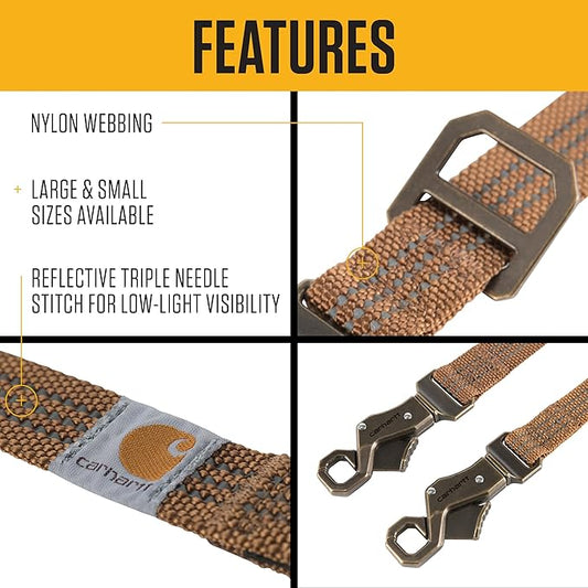 Carhartt Pet Durable Nylon Webbing Leashes for Dogs, Reflective Stitching for Visibility, Light Moss (Nylon Webbing), Large Carhartt