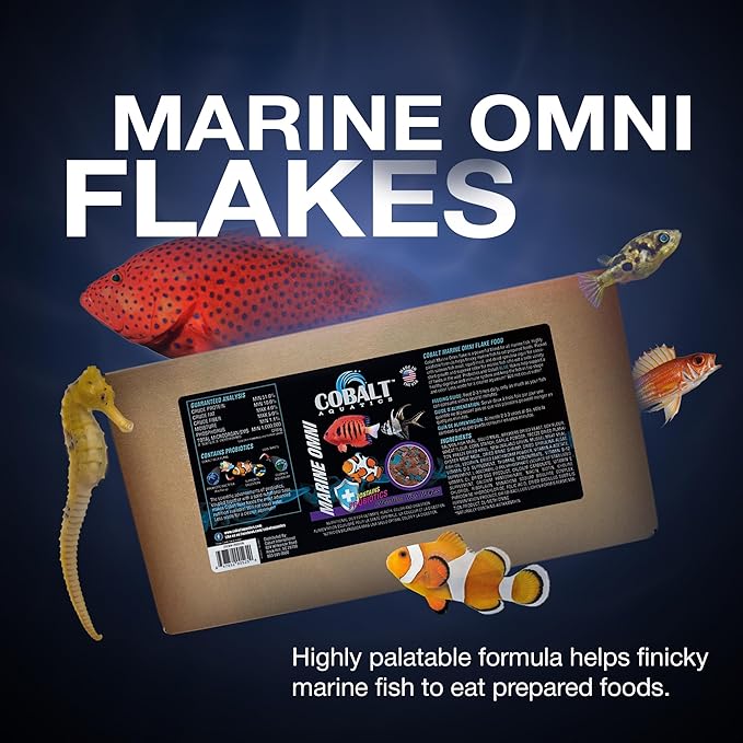 Cobalt Aquatics Marine Omni Flakes, 10lbs - Premium Fish Food with Squid, Salmon & Spirulina - Probiotics & Blue Flakes for Health & Vibrant Color COBALTAQUATICS