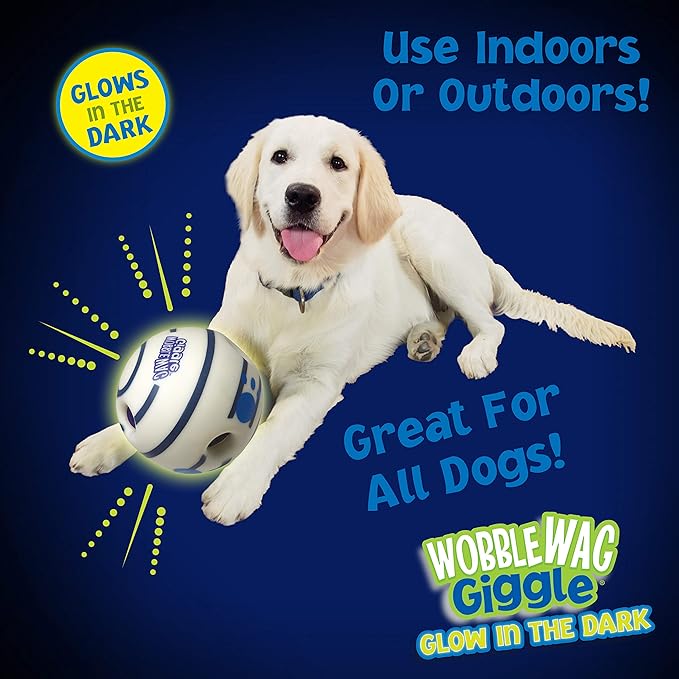 Wobble Wag Giggle Ball - Interactive Glow in the Dark Dog Toy, Giggle Sounds Keeps Dogs Busy and Entertained for Self Play, Pets Know Best - PAWPICO