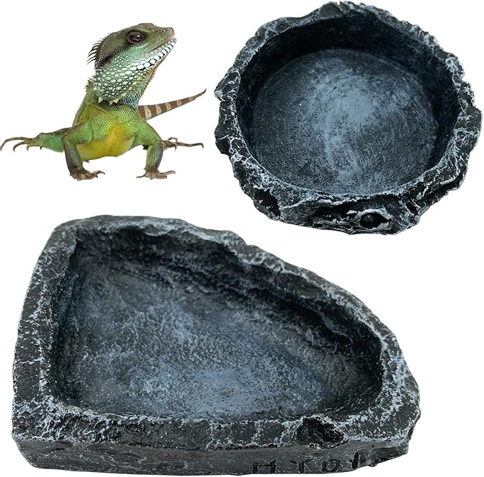 2 Pack Reptile Feeding Dish Corner Bowl, Reptile Water Dish Food Bowl, Reptile Feeding Terrarium Bowls for Bearded Dragon Lizard Frog Gecko Tortoise Hermit Crab CATENESS