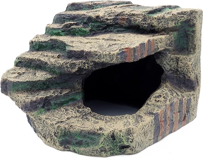 JIHAQUA Large Resin Reptile Tank Accessories Hideouts Cave Habitat Decor for Leopard Gecko Lizards Turtle JIHAQUA