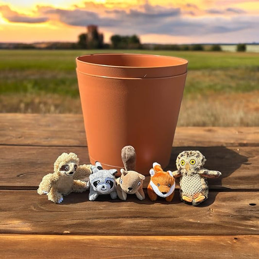Hide and Seek Dog Toy, Stuffed Animal Tree House, Burrow Dog Toy, Squeaky Hide and Seek. (5 Pack - Squirrel, Fox, Sloth, Raccoon, Owl, Replacement Animals) - PAWPICO