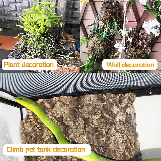 8PCS Cork Terrarium Background 15.7x11.8in Natural Large Cork Bark Backdrop Reptile Climbing Mat Tank Habitat Decor for Spider Lizard Chamelon Turtle Beared Dragon Hamiledyi