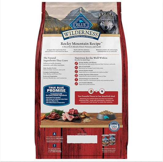 Blue Buffalo Wilderness Rocky Mountain Recipe High-Protein Adult Dry Dog Food Wholesome Red Meat - PAWPICO