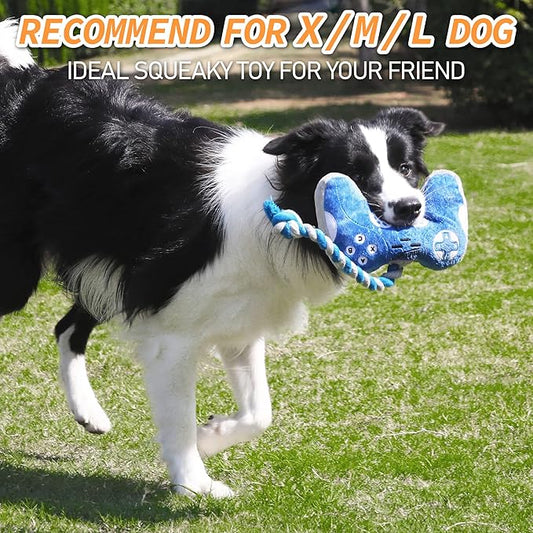 MTERSN Cute Squeaky Dog Toys : Blue Game Controller Plush Dog Toy and Funny Puppy Chew Toys with Full Crinkle Paper - Cool Dog Birthday Toys for Small, Medium and Large Dogs - PAWPICO