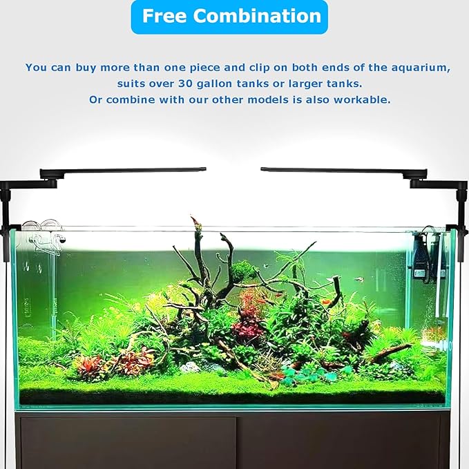 Zingbabu Aquarium Light, 12-20" 20W Full Spectrum LED Clip On Fish Tank Light, 270° Rotation Fish Lamp, Exclusive for 2-15 Gallon Fish Tanks, Freshwater Aquarium Lights for Plants ProfessionalPhotographyLight