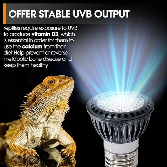 Premium High-Intensity UVB Reptile Light for Optimal Calcium Metabolism,5-Watt 10.0 Desert UVB Light Ideal for Desert-Dwelling Reptiles Bearded Dragons Tortoises (Desert 10.0 UVB) GeeKoit