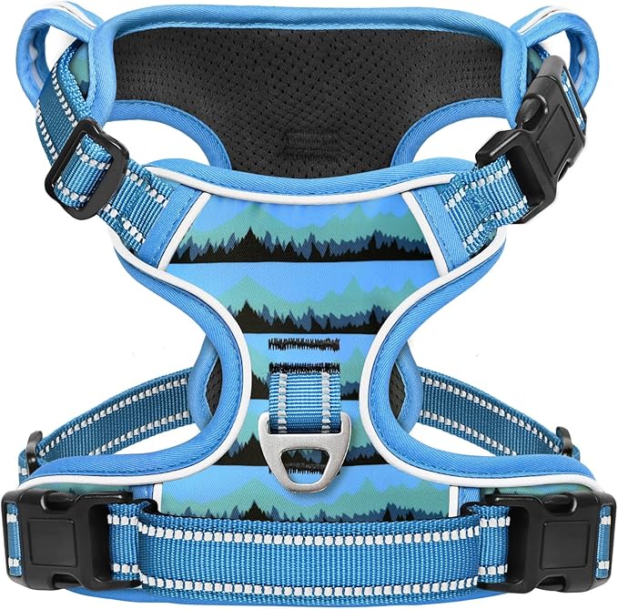 Timos Dog Harness for Lage Dogs No Pull,Front Clip Dog Walking Harness with Reflective Adjustable Soft Padded Vest and Easy Control Handle,No-Choke Pet Harness with 2 Metal Rings,Morning,L Timos