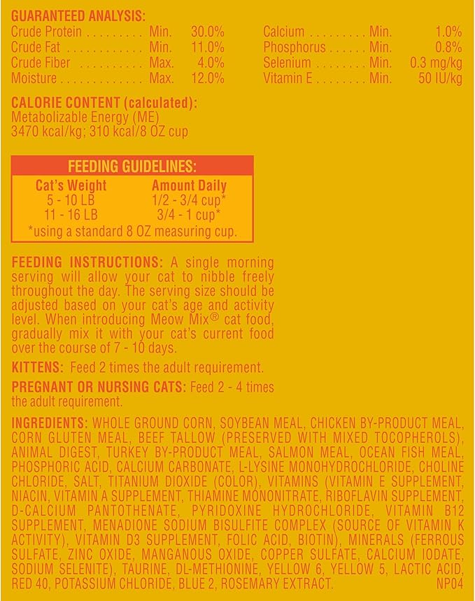 Meow Mix Original Choice Dry Cat Food, 3.15 Pound (Pack of 4), Complete & Balanced Nutrition MeowMix