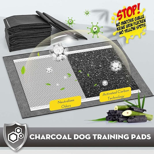 CROCI Charcoal Puppy Pads 23"x24" Standard Size, Odor-Control Carbon Dog Training Pads Absorbs Up to 4 Cups of Liquid, 6-Layer Leak-Proof & Quick Dry Pee Pads for Dogs, Disposable (100 Counts) - PAWPICO