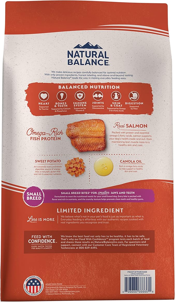 Natural Balance Limited Ingredient Small Breed Adult Grain-Free Dry Dog Food, Salmon & Sweet Potato Recipe, 4 Pound (Pack of 1) - PAWPICO