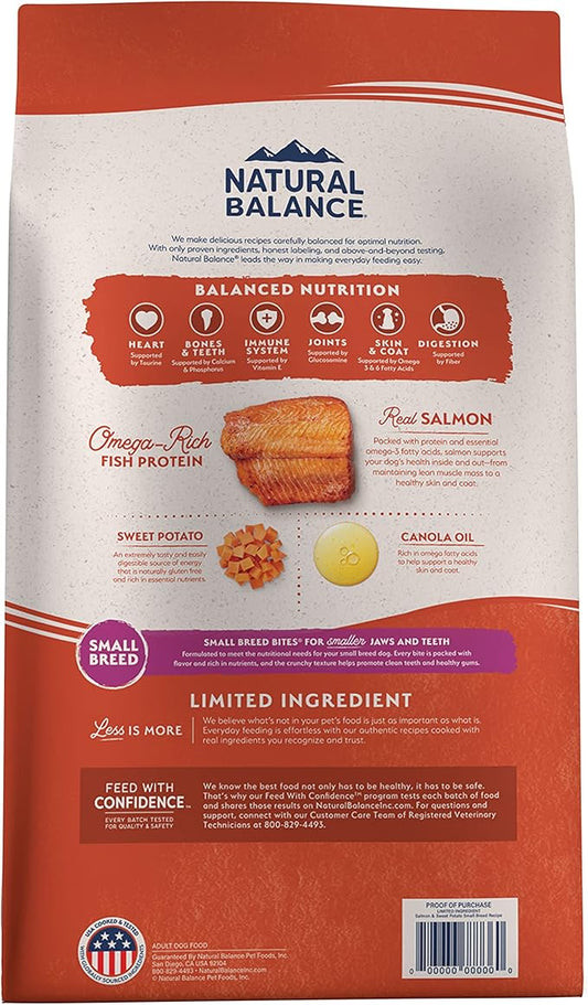 Natural Balance Limited Ingredient Small Breed Adult Grain-Free Dry Dog Food, Salmon & Sweet Potato Recipe, 12 Pound (Pack of 1), Salmon & Sweet Potato (New Formula) - PAWPICO