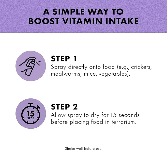 Zilla Vitamin Supplement Food Spray, with Carotene, Spray-on Multivitamin Supplement for Reptiles Zilla